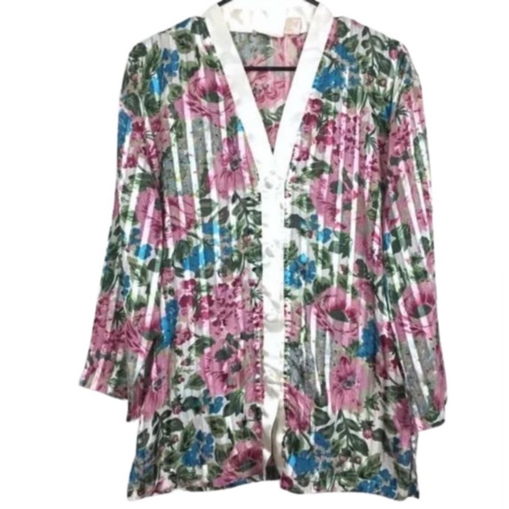 Vintage Victoria’s Secret gold label floral mini kimono romantic fairy